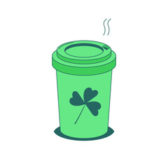 ​St. Patrick's Day hot drink. Green color for St. Patrick's Day celebrations, with festive decor. Flat vector illustration.