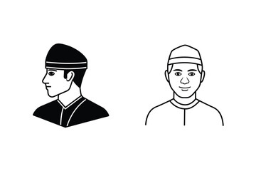 Male Headshots Muslim Fashion, Headwear, Simple Icons, Black, White