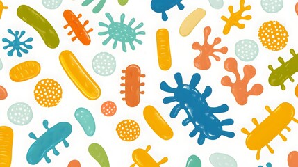 Colorful bacteria illustration, science background