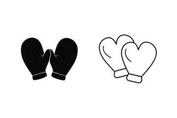 Winter mittens, oven mitts, cooking, baking, kitchen, cold, warmth, protection, icons, design