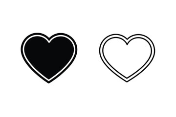 Double lined Heart Icons Filled and Outline Variations for Design