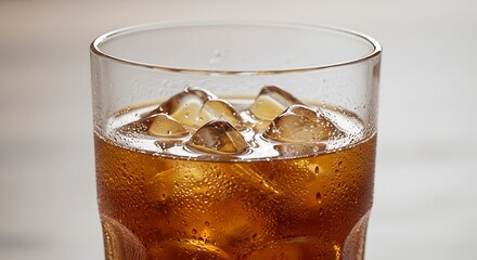 Condensation on a glass of iced tea, tiny droplets catching the light like diamonds.