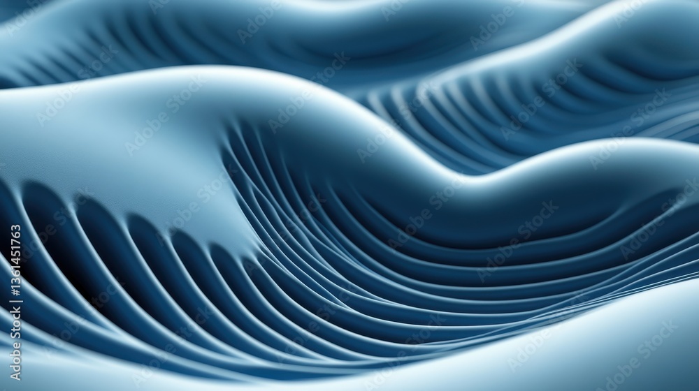 Poster abstract wave: a mesmerizing abstract wave pattern in shades of blue, showcasing flowing lines and d