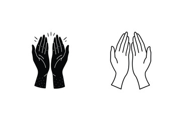 Praying Hands, Gratitude, Hope, Faith, Worship, Belief, Icons, Solid, Outline, Spiritual