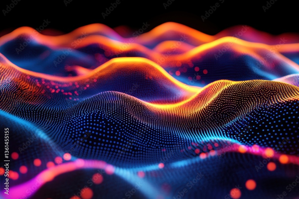 Fototapete Abstract Data Waves: Dynamic, multi-colored data streams flow in a visually captivating abstract, showcasing the interconnectedness and complexity of information.
