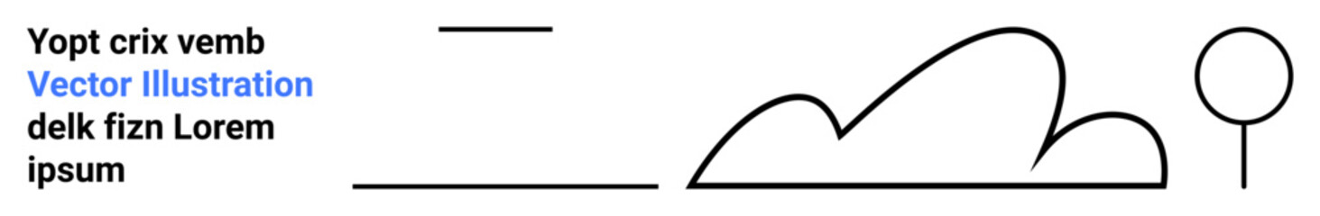 Clean minimal art featuring a tree, clouds, and geometric horizontal lines. Ideal for nature, tranquility, simplicity, space, modern design, outdoor themes simple landing page