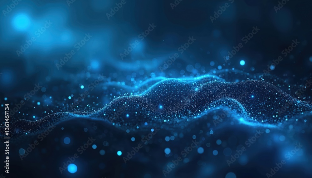 Aufkleber abstract blue cyber neural network background. digital data flowing through cyberspace with bokeh ef