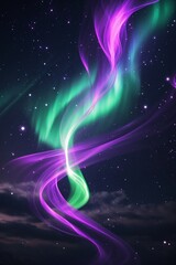 Fototapeta premium Mystical shining streams of turquoise and purple energy against the background of the starry sky for websites, mobile wallpapers, presentations, and creative projects