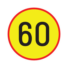 Speed limit signs and symbols depicting speed limits ranging from 50, 60 featuring a standard design with black text on red circles. Vector illustration in eps 10.