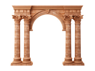 A simple Roman temple arch with two columns, isolated on transparent background
