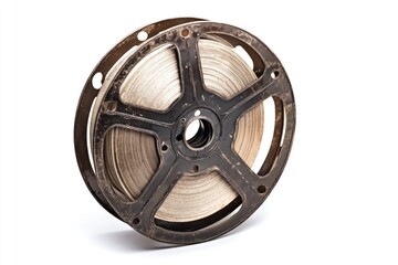 Obraz premium A vintage film reel, aged and dusty, holds a story waiting to be rediscovered.