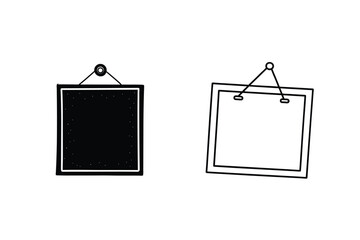 Wall mounted picture frames, black and white, hanging, simple, design, illustration, art, decoration,