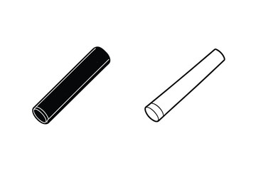 Isometric View Black and White Cylindrical Pipe Illustrations