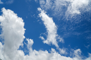Bright Blue Sky with Wispy White Clouds