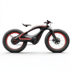 Futuristic concept bike with thick offroad tyres. bicycle mtb cross country aluminum, cycling sport transport concept isolated on white background