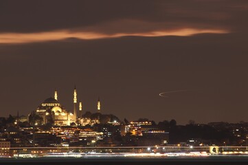 Suleymaniye Mosque at the sunset in Istanbul, Turkey.