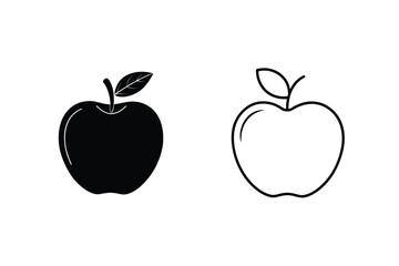 Apple Icons Black, White, Line Art, Fruit, Graphic Design Elements
