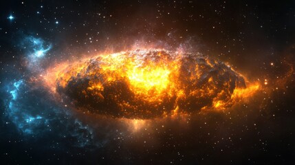Obraz premium Stunning visual depiction of a powerful cosmic explosion with vibrant colors and swirling clouds of gas and energy illuminating the vast mysterious depths of the universe