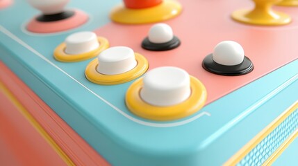 Colorful Arcade Interface with Buttons on Pastel Background