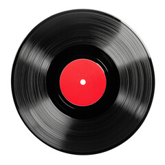 Fototapeta premium Vintage Vinyl Record with Red Label A Classic Music Icon