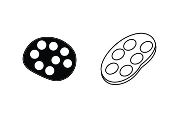 Paint Palette Icons Solid, Outline, Art Supplies, Circular, Oval