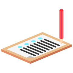 Answer Sheet isometric 3D icon, mini illustration. use for modern concept, print, UI, UX kit, web and app development. Vector EPS 10, related to learning and education, science