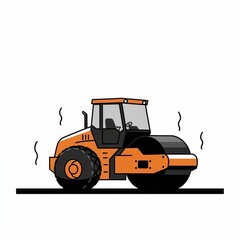 Fototapeta premium Cartoon construction vehicle illustration featuring vibrant roller for kids' educational design