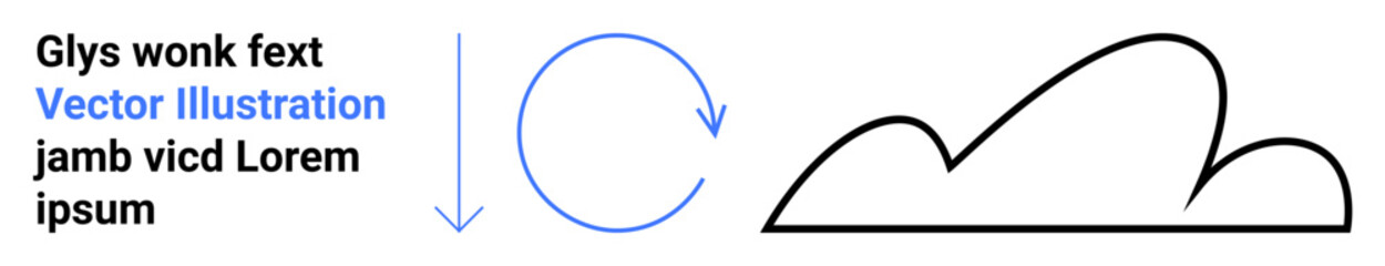 Circular arrow, placeholder text, and minimal cloud outline convey connection, flow, and ideas. Ideal for communication, environment, digital, technology process education and simple landing page