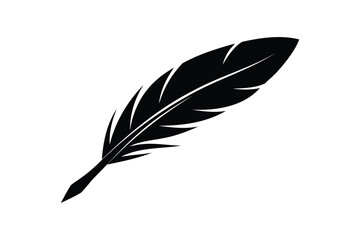 Old quill icon silhouette on white background