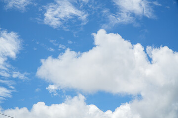 Fluffy White Clouds in a Bright Blue Sky