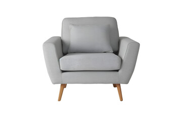 Light Gray Armchair Modern Design Comfortable Seating Wooden Legs