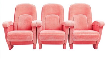 Elegant Pink Theater Seats on White Background