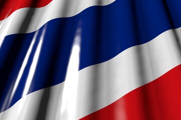 wonderful shiny - looks like plastic flag of Thailand with large folds lie in corner - any celebration flag 3d illustration..