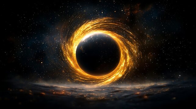 Celestial event black hole formation outer space digital art cosmic environment abstract view astrophysical concept