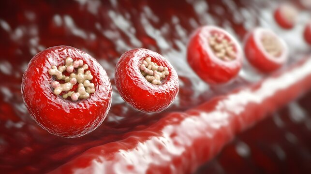 Infected Blood Cells Microscopic View