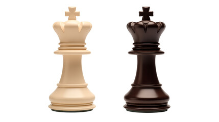 Two chess kings one white and one black on black background
