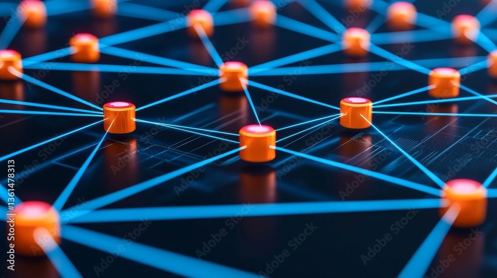 Aufkleber dynamic abstract network connection interactions digital environment data visualization tech landsca