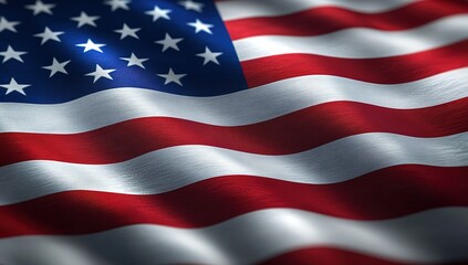 Naklejka premium Close-up of the American flag, showcasing its intricate design and vibrant colors.