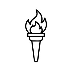 Torch icon with flame in minimalist style symbolizing passion and enlightenment