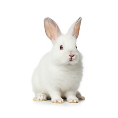 Obraz premium Adorable fluffy rabbit isolated on white background perfect for pet care, Easter themes, and animal stock photography 