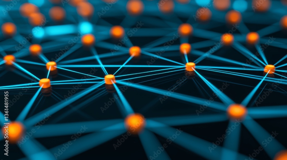 Poster abstract network connection in digital space virtual environment graphic visualization futuristic pe