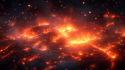 Fiery Embers Glowing Dark Background Intense Heat