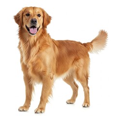 Adorable Golden Retriever dog standing isolated on white background perfect for pet design, stock photos, and animal projects
