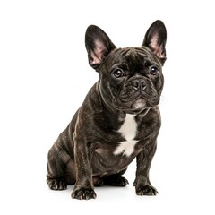 Obraz premium Happy English Bulldog dog standing isolated on white background suitable for professional pet stock images, animal content, and design resources 