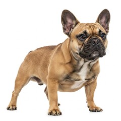 Obraz premium Adorable Bulldog puppy standing isolated on white background ideal for pet stock content, dog breed educational resources, and animal lovers 