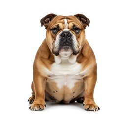 Fototapeta premium Adorable French Bulldog sitting isolated on white background perfect for pet lovers, dog breed illustrations, and stock animal photos 