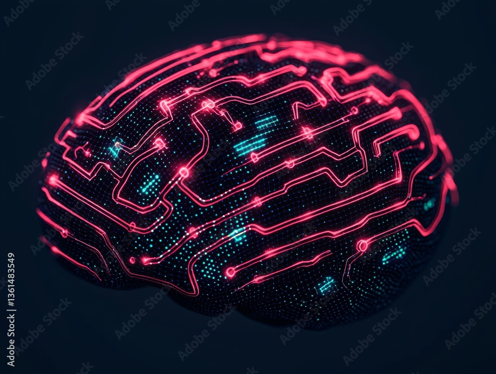 Aufkleber digital neural network brain visualization abstract technology concept dark background futuristic ar