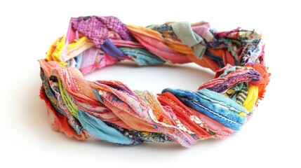 Vibrant Fabric Bracelet: A Colorful Tapestry of Recycled Textiles