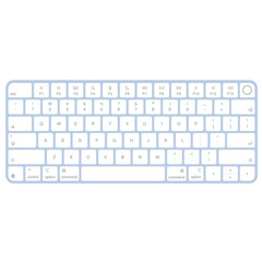 Modern blue desktop bluetooth keyboard isolated on white. US  layout.Vector illustration
