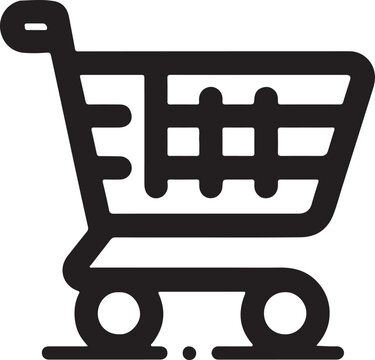 This is a vector illustration of a shopping cart icon, a common symbol for online shop, e-commerce, and retail business, often used as a web button for buying items and adding to a basket or trolley i